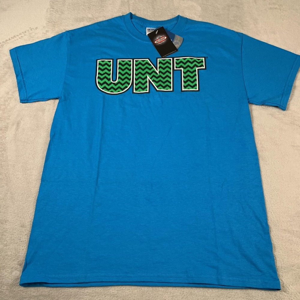 UNT Shirt Mens Medium Chevron‎ Graphic Collegiate Tee Gildan North Texas NEW